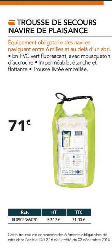 trousse de secours navire de plaisance