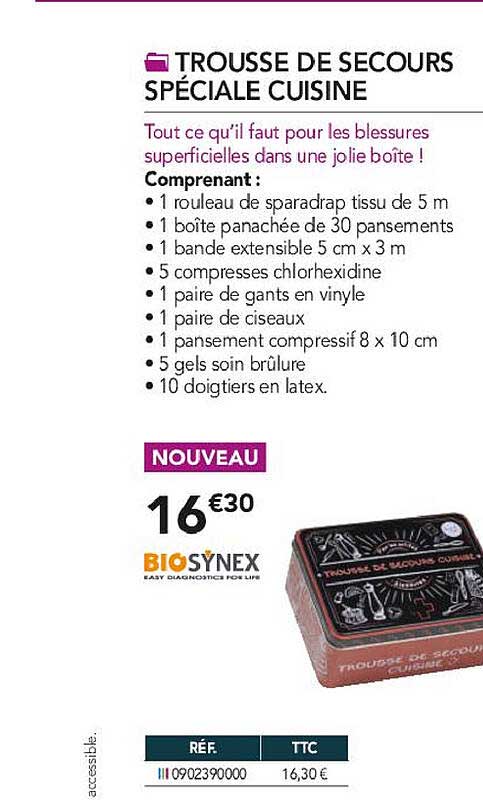 trousse de secours spéciale cuisine biosynex
