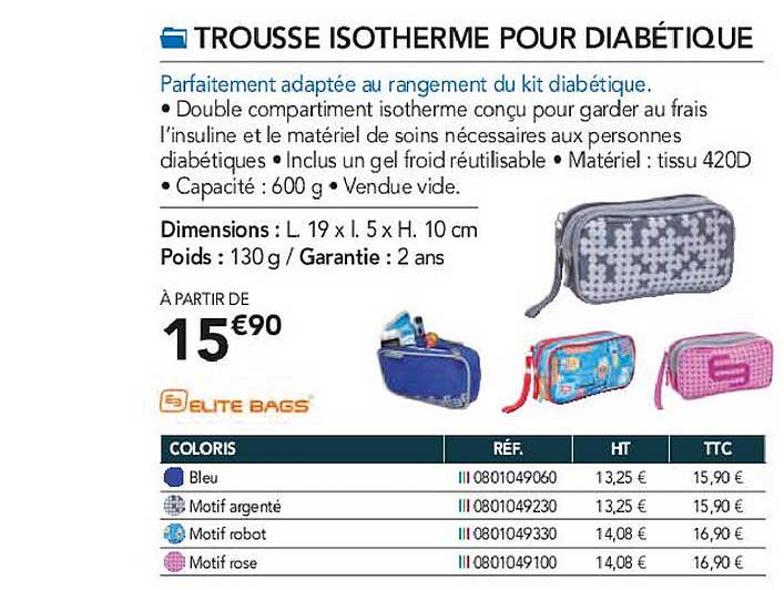 trousse isotherme pour diabétique elite bags
