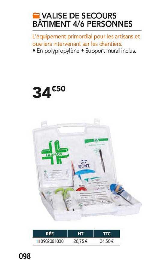 valise de secours bâtiment 4-6 personnes