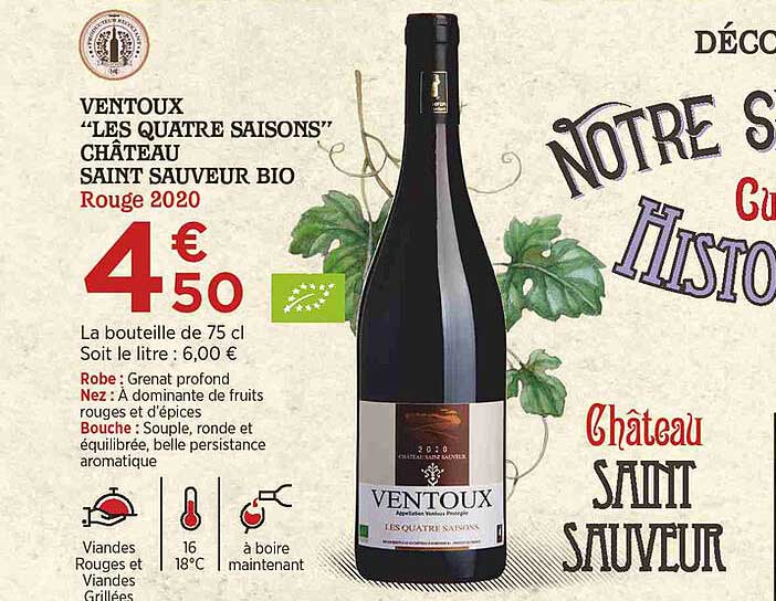 ventoux "les quatre saisons" château saint sauveur bio rouge 2020