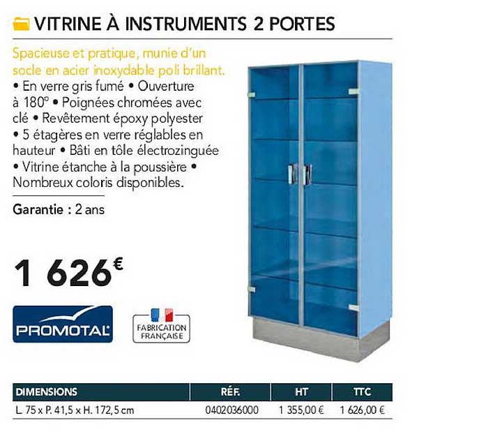vitrine à instruments 2 portes promotal