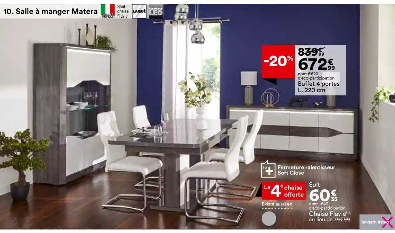 buffet 4 portes l. 220 cm modern living, chaise flavie modern living