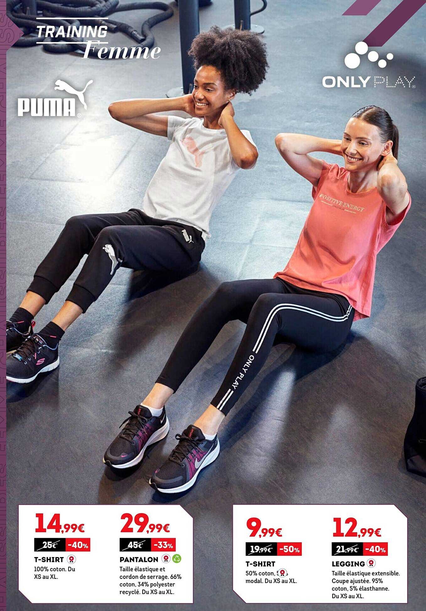 t-shirt puma, pantalon puma, t-shirt only play, legging only play