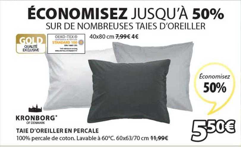 taie d'oreiller en percale