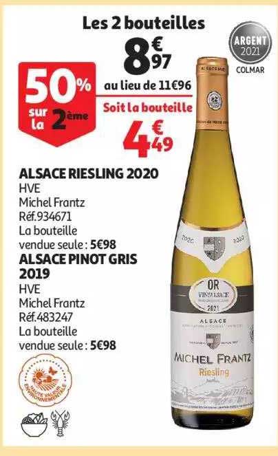 alsace riesling 2020 hve michel frantz, alsace pinot gris hve michel frantz