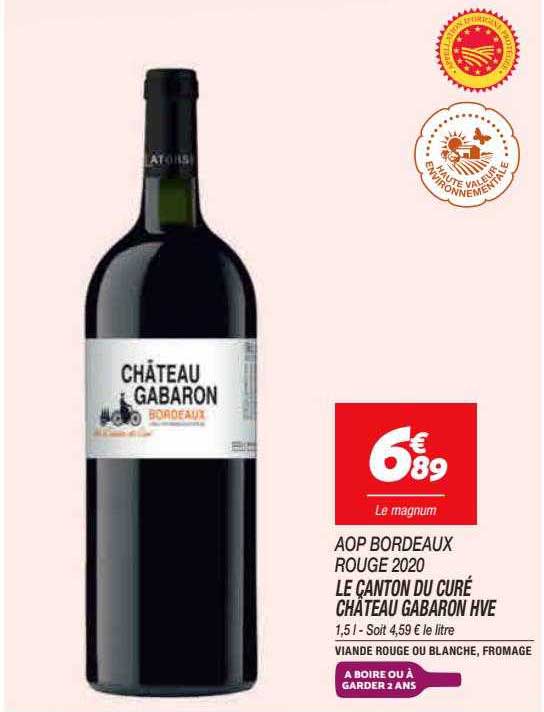 aop bordeaux rouge 2020 le canton du curé château gabaron hve