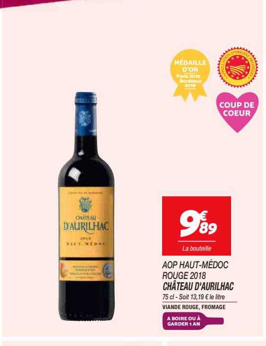 aop haut-médoc rouge 2018 château d'aurilhac