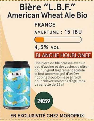 bière "l.b.f." american wheat ale bio
