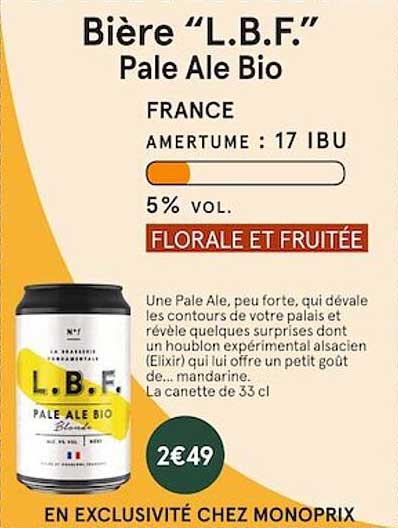 bière "l.b.f." pale ale bio