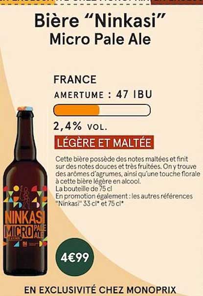 bière "ninkasi" micro pale ale