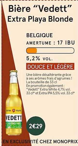 bière "vedett" extra playa blonde