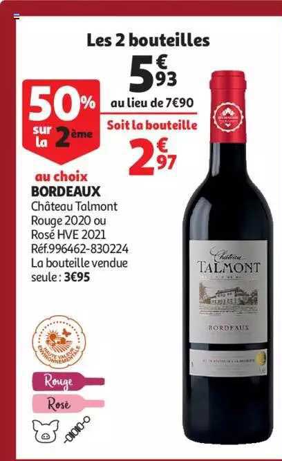 bordeaux château talmont rouge 2020 ou rosé hve 2021