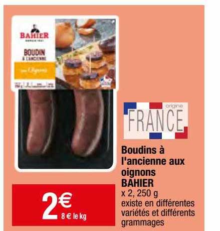 Boudins à L'ancienne Aux Oignons Bahier