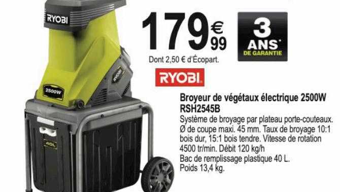 broyeur de végétaux électrique 2500w rsh2545b ryobi