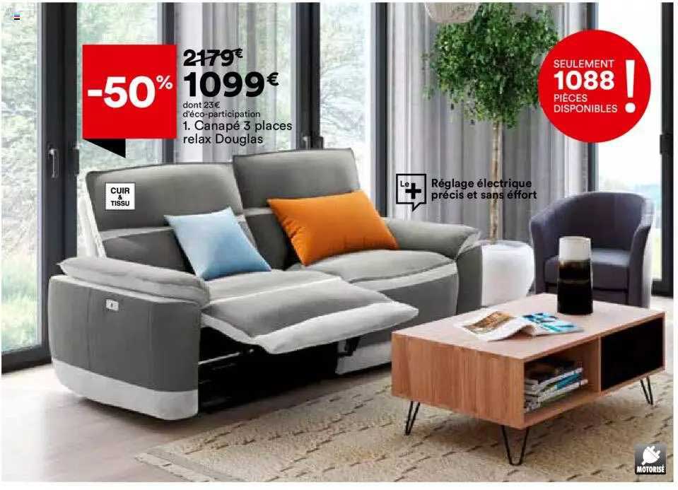 canapé 3 places relax douglas