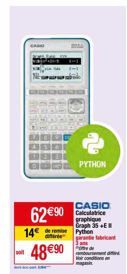 casio calculatrice graphique graph 35+e II python
