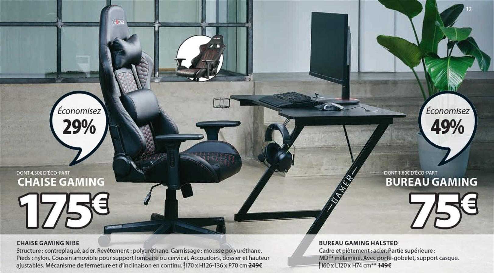 Chaise Gaming Nibe, Bureau Gaming Halsted