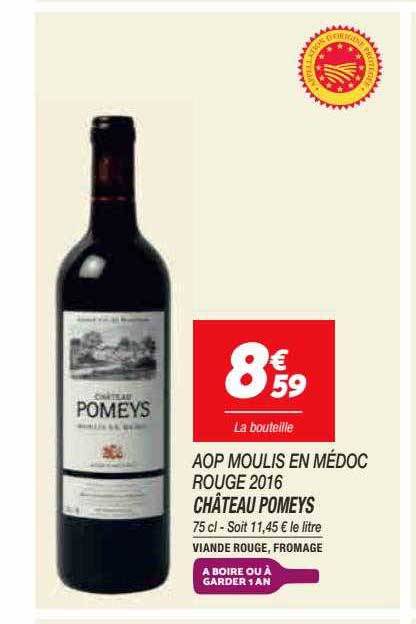 château pomeys aop moulis en médoc rouge 2016