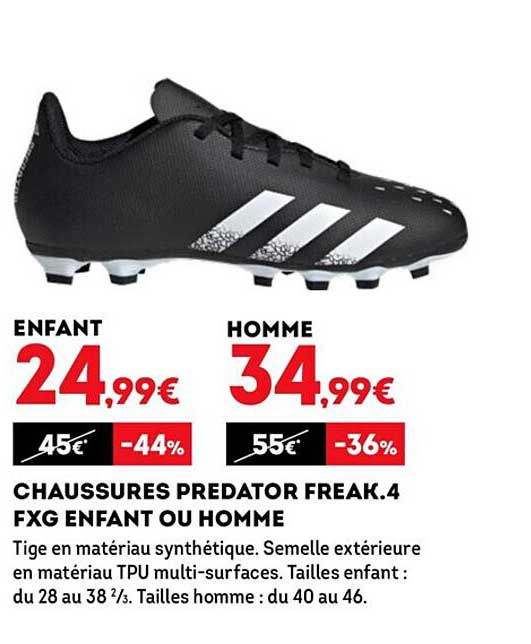 chaussures predator freak.4 fxg enfant ou homme adidas