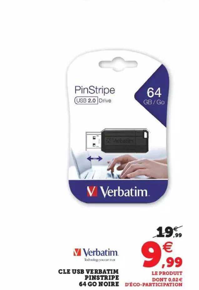 clé usb verbatim pinstripe 64go noire