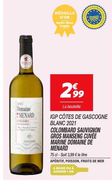 colombard sauvignon gros manseng cuvée marine domaine de menard