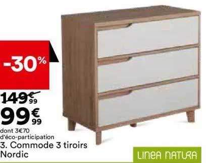 Commode 3 Tiroirs Nordic Linea Natura