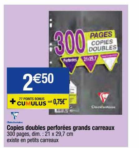copies doubles perforées grands carreaux