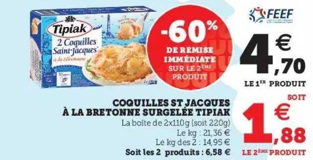 coquilles st jacques à la bretonne surgelée tipiak