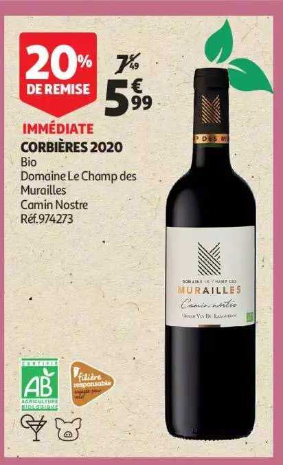 corbières 2020 bio domaine le champ des murailles camin nostre