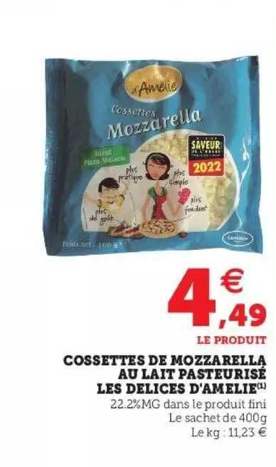 Cossettes De Mozzarella Au Lait Pasteurisé Les Délices D'amélie
