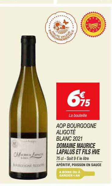 domaine maurice lapalus et fils hve aop bourgeogne aligoté blanc 2021