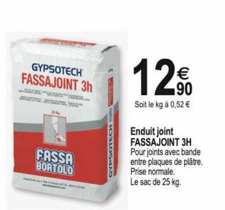 Enduit Joint Fassajoint 3h Gypsotech