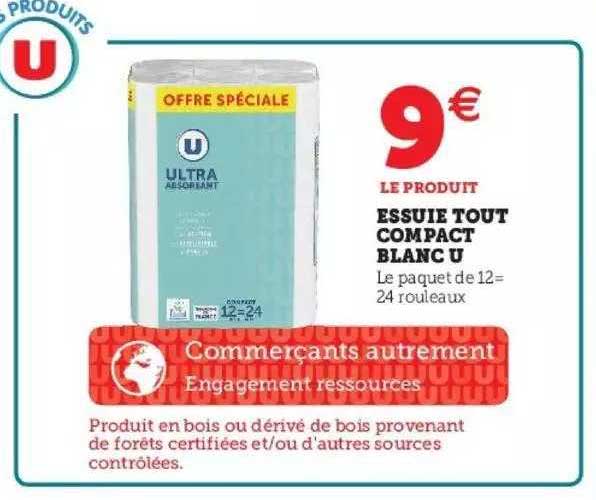 essuie tout compact blanc u