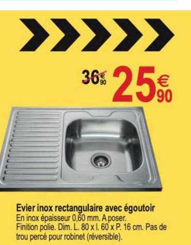Evier Inox Rectangulaire Avec égoutoir