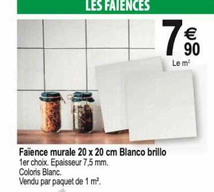 faïence murale 20 x 20 cm blanco brillo