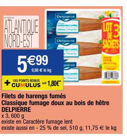 filets de harengs fumés classique fumage doux au bois de hêtre delpierre