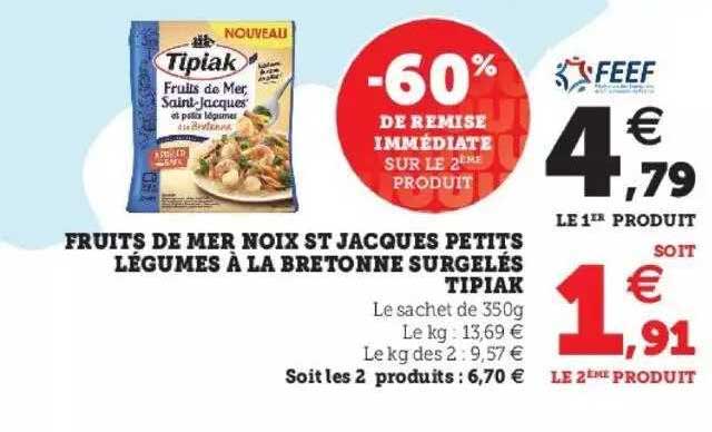 fruits de mer noix st jacques petits légumes à la bretonne surgelés tipiak