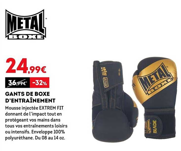 gants de boxe d'entraînement métal boxe