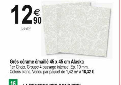 grès cérame émaillé 45 x 45 cm alaska