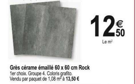 grès cérame émaillé 60 x 60 cm rock