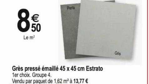 grès pressé émaillé 45 x 45 cm estrato