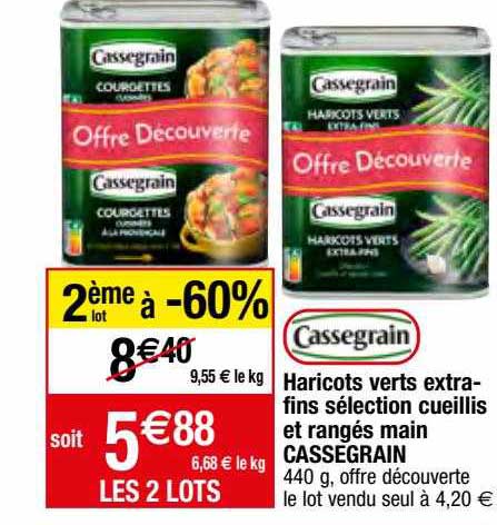 haricots verts extra-fins sélection cueillis et rangés main cassegrain
