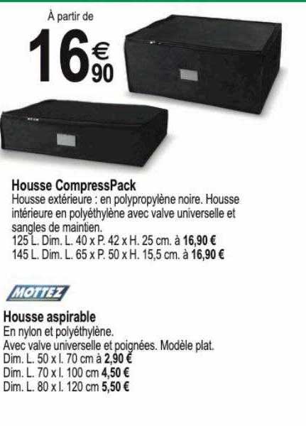 Housse Compresspack Mottez, Housse Aspirable