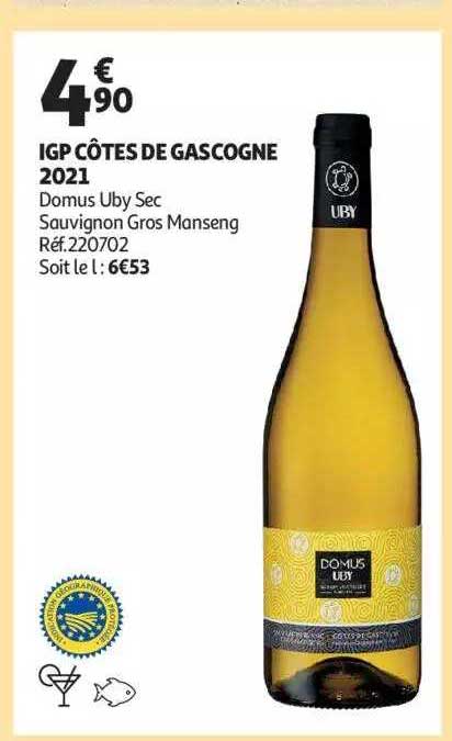 igp côtes de gascogne 2021 domus uby sec sauvignon gros manseng