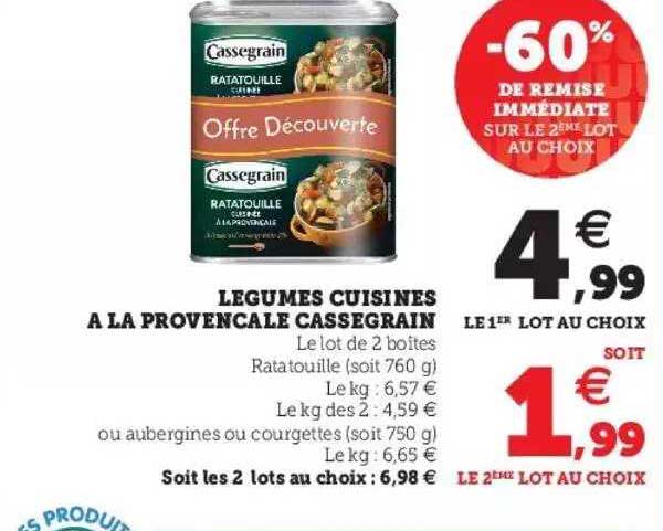 Légumes Cuisinés à La Provençale Cassegrain