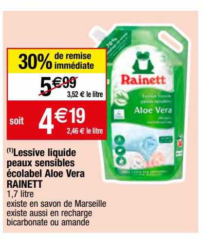 lessive liquide peaux sensibles écolabel aloe vera rainett