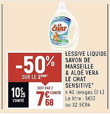Lessive Liquide Savon De Marseille & Aloé Vera Le Chat Sensitive