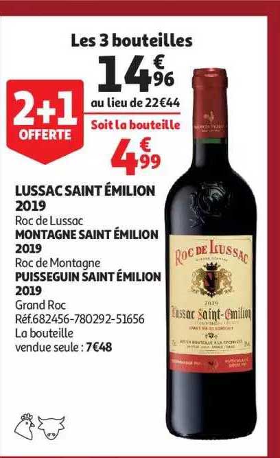 lussac saint émilion 2019 roc de lussac, montagne saint émilion 2019 roc de montagne, puisseguin saint émilion 2019 grand roc