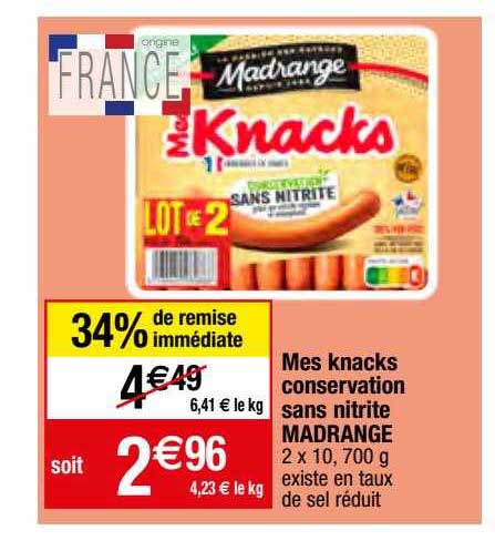 mes knacks conservation sans nitrite madrange
